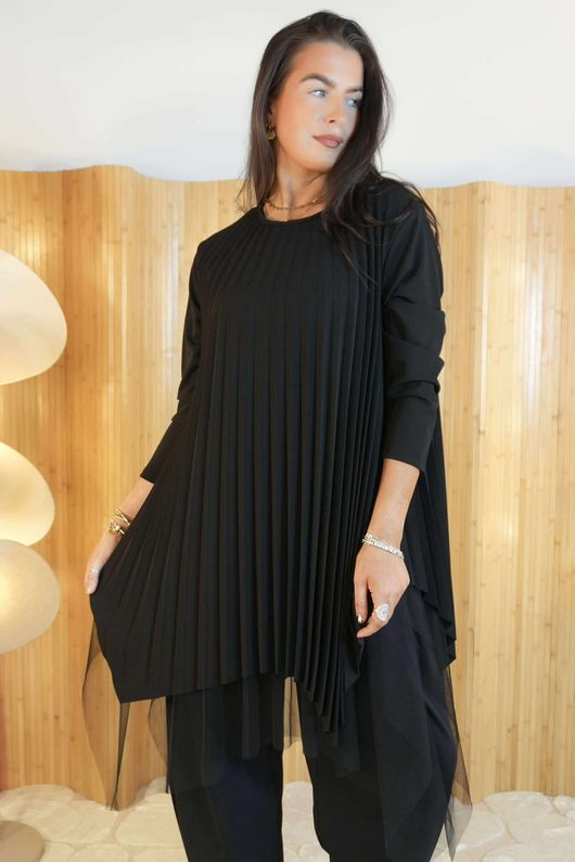 Gotham Pleat Tunic Black